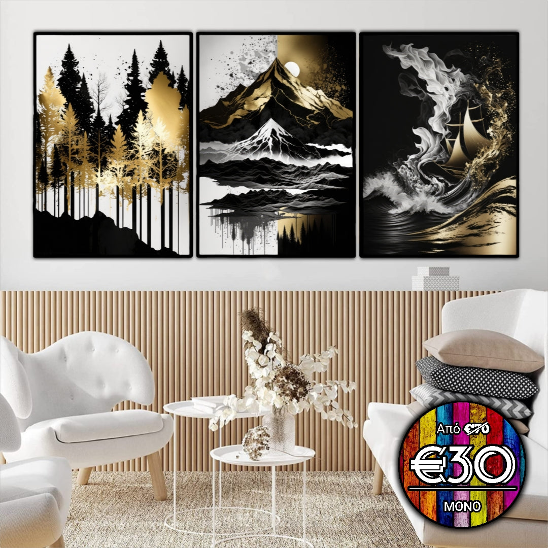 #208 Framed Canvas Wall Art 3 Piece Set – Avgousti Gallery