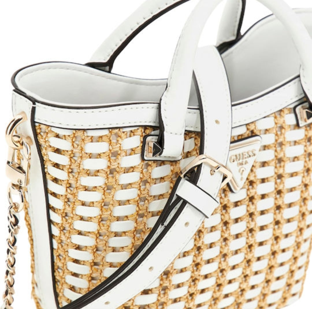 Guess Straw women's bag tote handbag white
