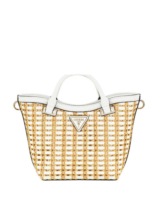 Guess Straw women's bag tote handbag white