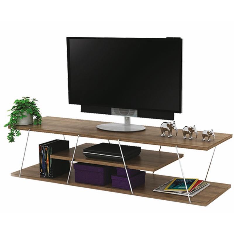 TV STAND WOODEN WITH METAL-WALNUT