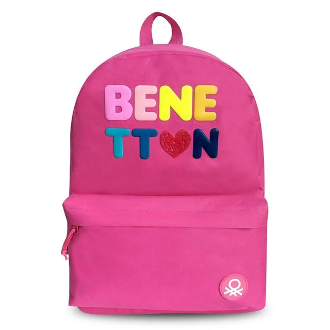 Σχολική Τσάντα - Σακίδιο Ροζ Χρωματιστά Γράμματα - Benetton