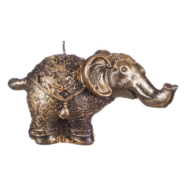 Κερί Ελέφαντας Ανάγλυφα Σχέδια Χρυσό Brushed 7.5x15 cm