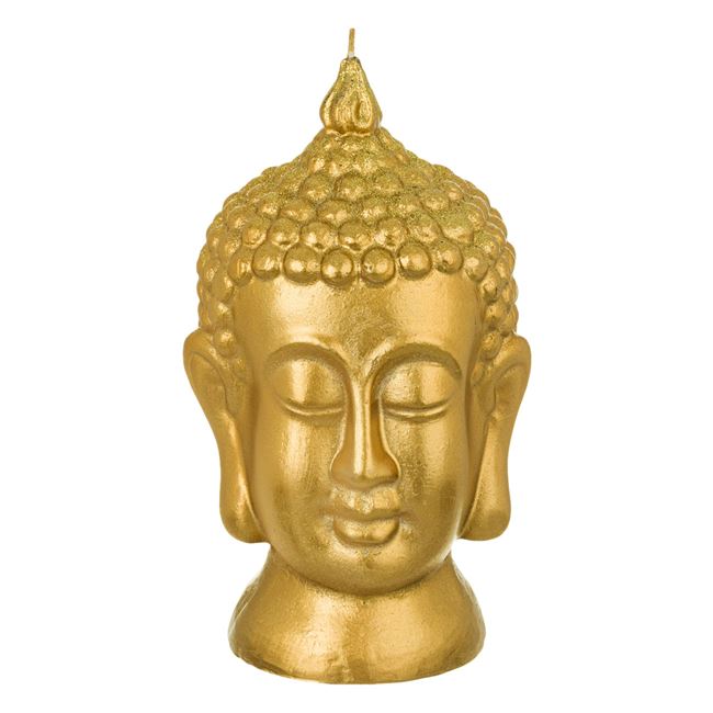 Κερί Διακοσμητικό 3D Πρόσωπο Βούδα Χρυσό Glitter 11x11x21 cm
