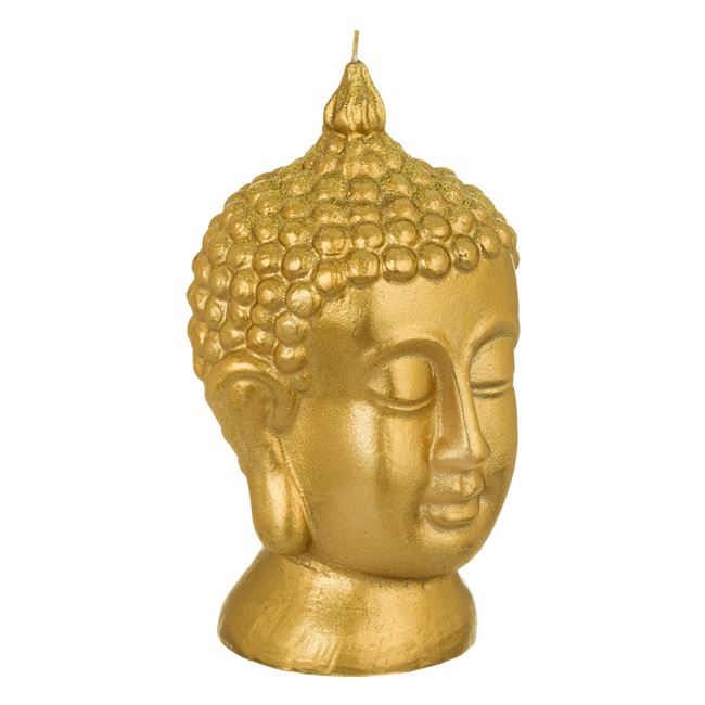 Κερί Διακοσμητικό 3D Πρόσωπο Βούδα Χρυσό Glitter 11x11x21 cm