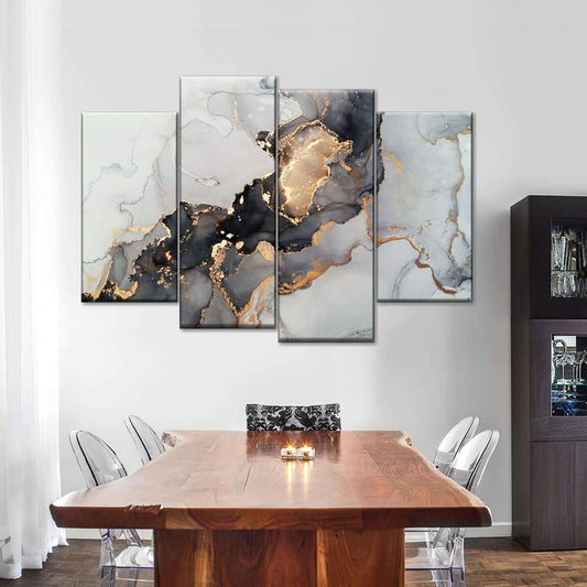 #84 Framed Canvas Wall Art 4 Piece Set