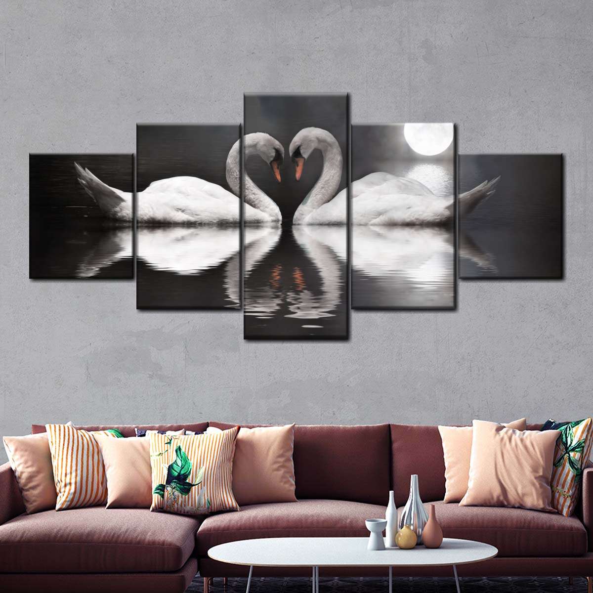 #89 Framed Canvas Wall Art 5 Piece Set